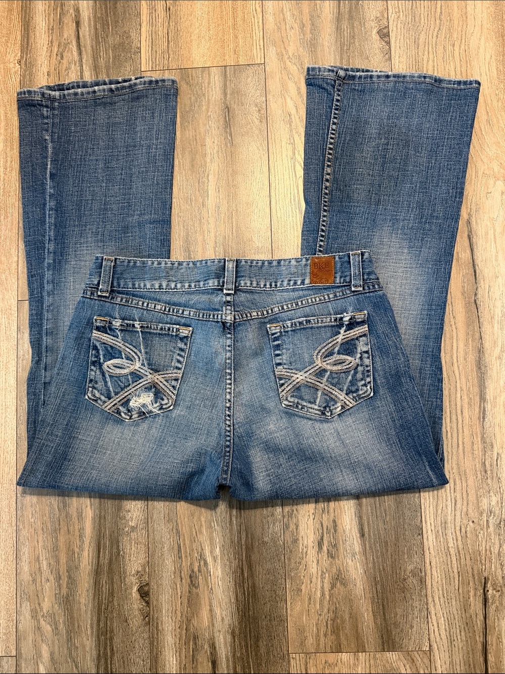 BKE Light Blue Women's Bootcut Jeans with Embroidered Pockets